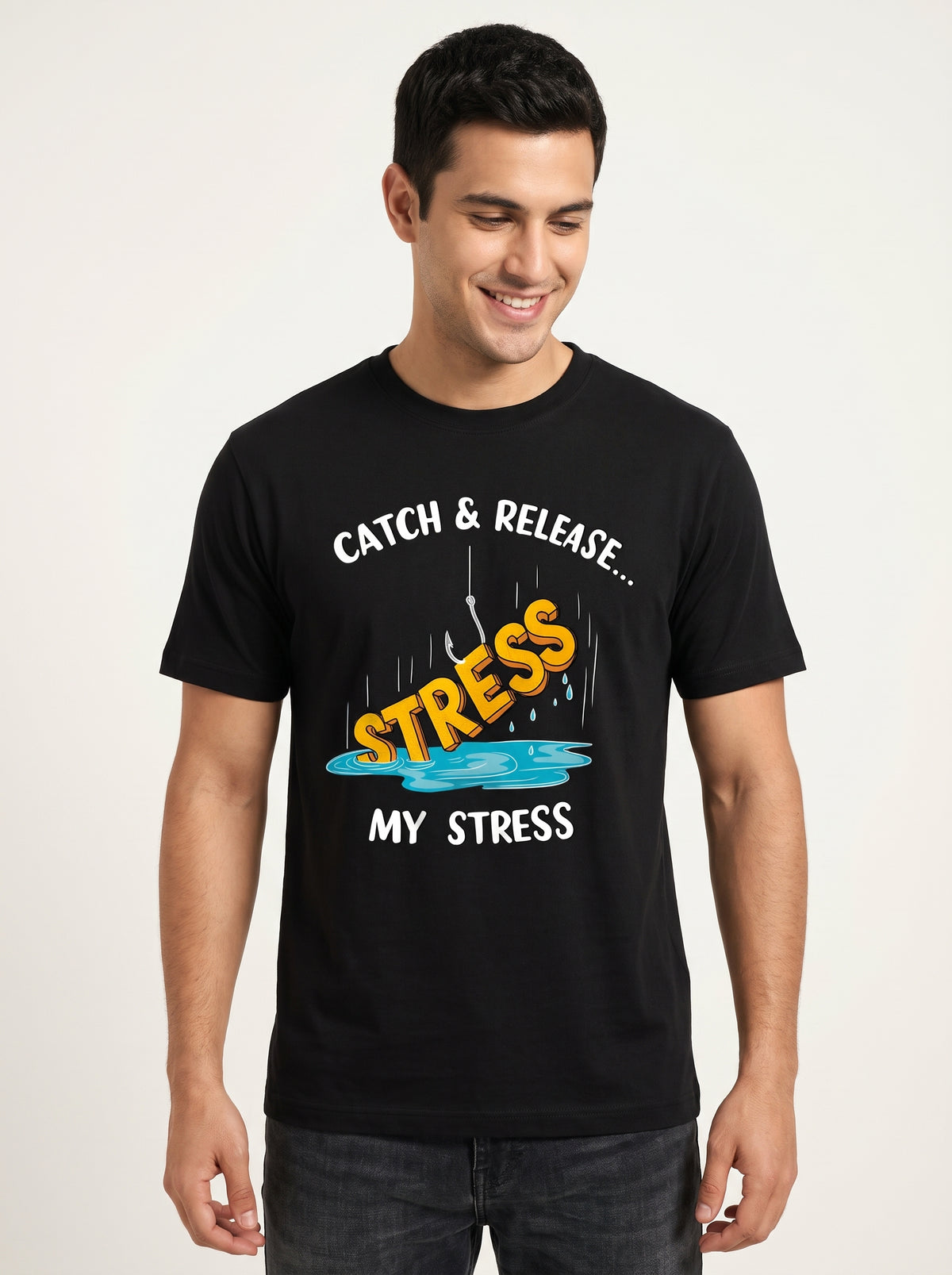Catch Release Stres Atan Balıkçı %100 Pamuklu Tasarım T-Shirt
