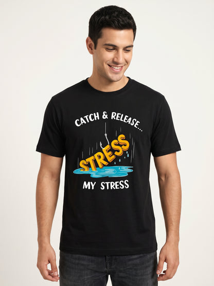 Catch Release Stres Atan Balıkçı %100 Pamuklu Tasarım T-Shirt