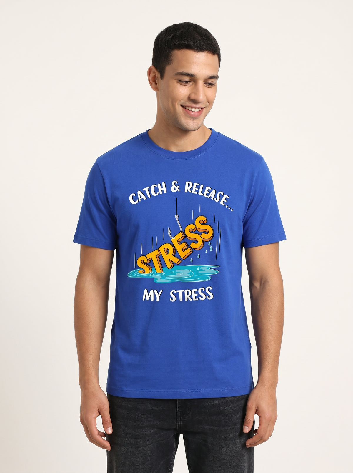 Catch Release Stres Atan Balıkçı %100 Pamuklu Tasarım T-Shirt