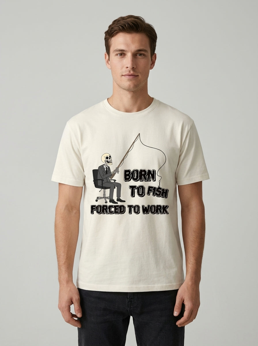 Born To Fish Balıkçı %100 Pamuklu Tasarım T-Shirt