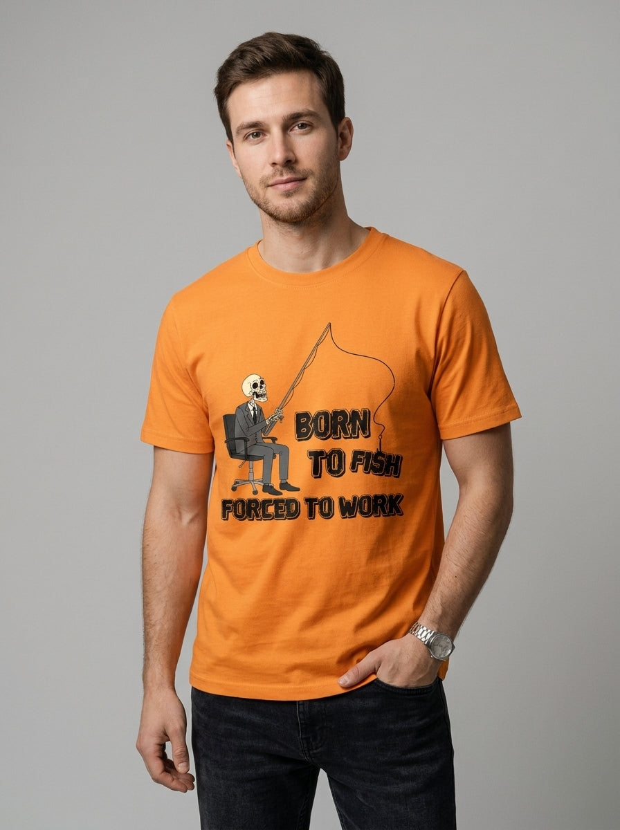 Born To Fish Balıkçı %100 Pamuklu Tasarım T-Shirt