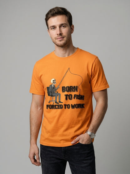 Born To Fish Balıkçı %100 Pamuklu Tasarım T-Shirt