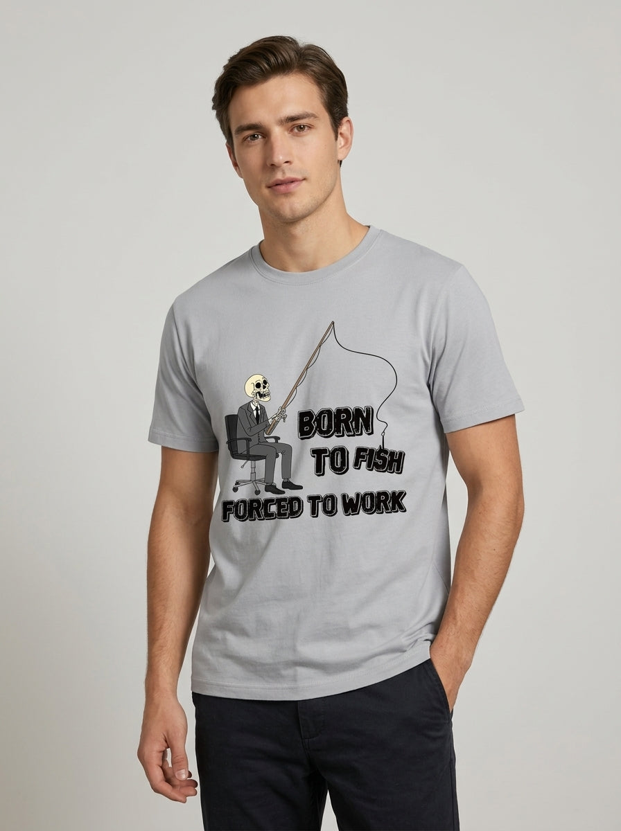Born To Fish Balıkçı %100 Pamuklu Tasarım T-Shirt
