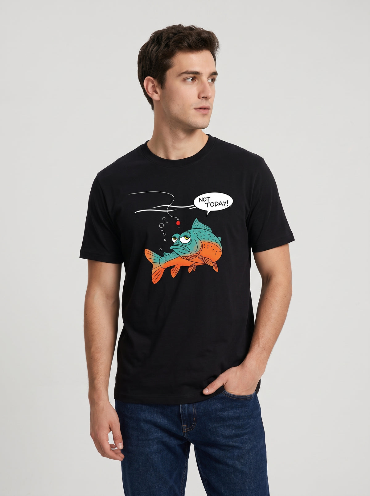 Not Today Bugün Değil Esprili Balıkçı %100 Pamuklu Tasarım T-Shirt