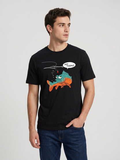 Not Today Bugün Değil Esprili Balıkçı %100 Pamuklu Tasarım T-Shirt