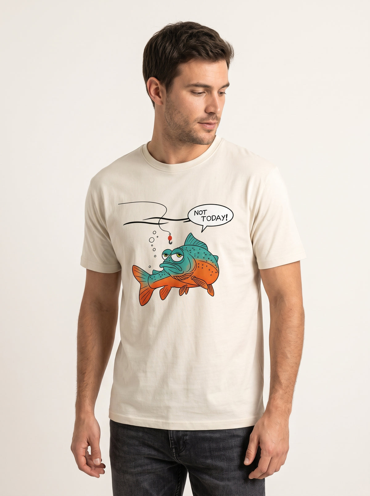 Not Today Bugün Değil Esprili Balıkçı %100 Pamuklu Tasarım T-Shirt