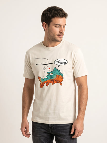 Not Today Bugün Değil Esprili Balıkçı %100 Pamuklu Tasarım T-Shirt