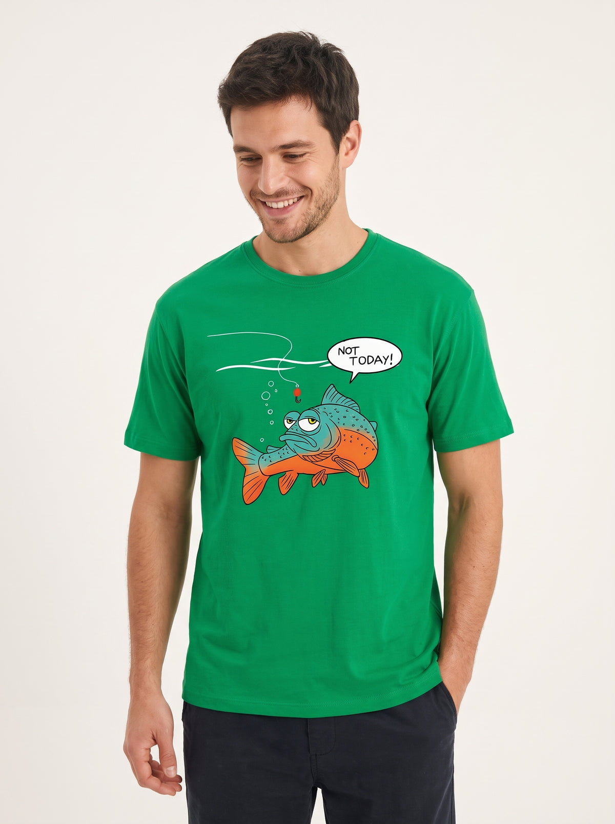 Not Today Bugün Değil Esprili Balıkçı %100 Pamuklu Tasarım T-Shirt