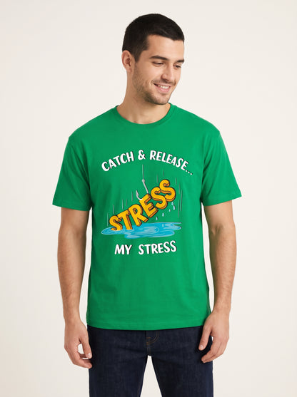 Catch Release Stres Atan Balıkçı %100 Pamuklu Tasarım T-Shirt