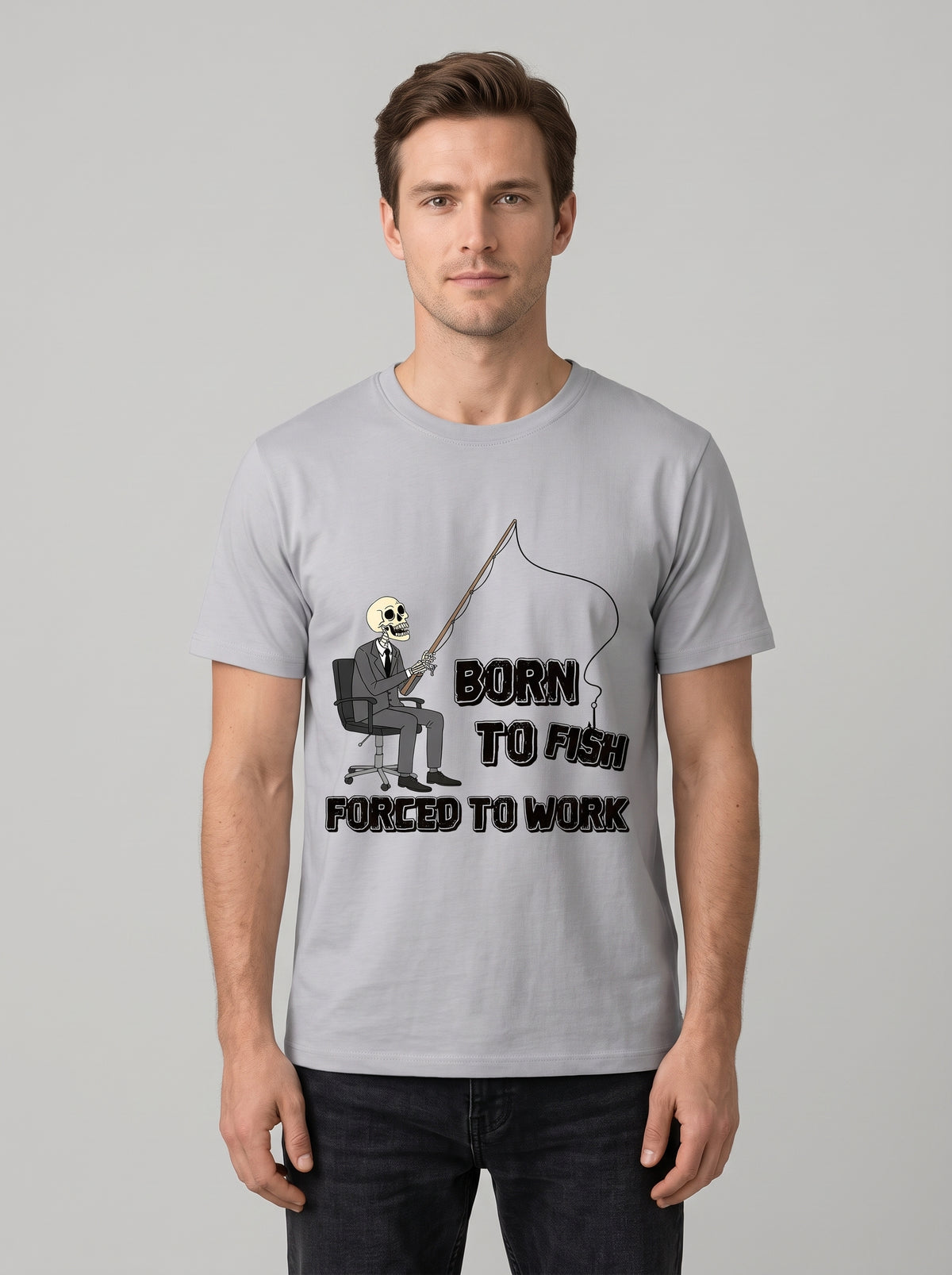 Born To Fish Balıkçı %100 Pamuklu Tasarım T-Shirt