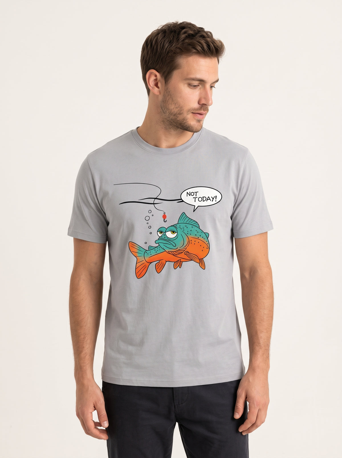 Not Today Bugün Değil Esprili Balıkçı %100 Pamuklu Tasarım T-Shirt