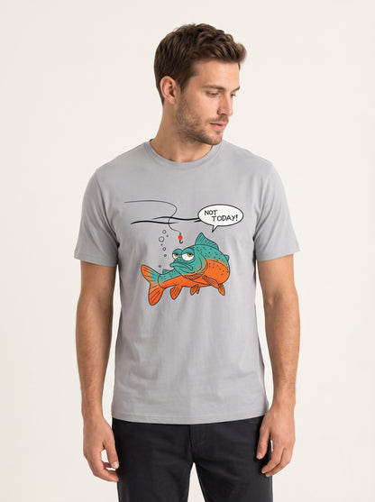 Not Today Bugün Değil Esprili Balıkçı %100 Pamuklu Tasarım T-Shirt
