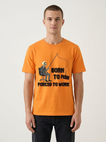 Born To Fish Balıkçı %100 Pamuklu Tasarım T-Shirt