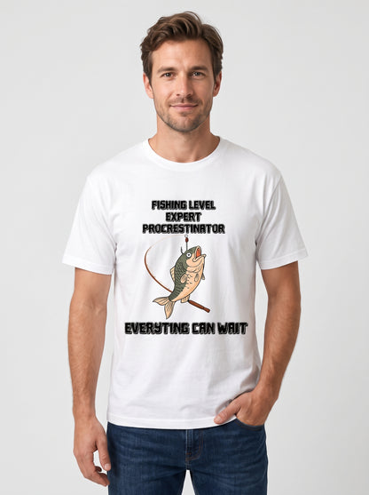 Expert Procrastinator Balıkçı %100 Pamuklu Tasarım T-Shirt