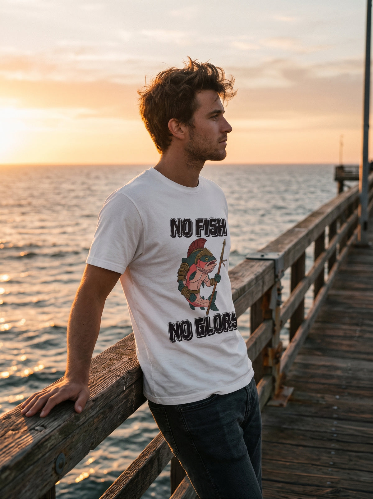 Gladiator Fish Balıkçı %100 Pamuklu Tasarım T-Shirt