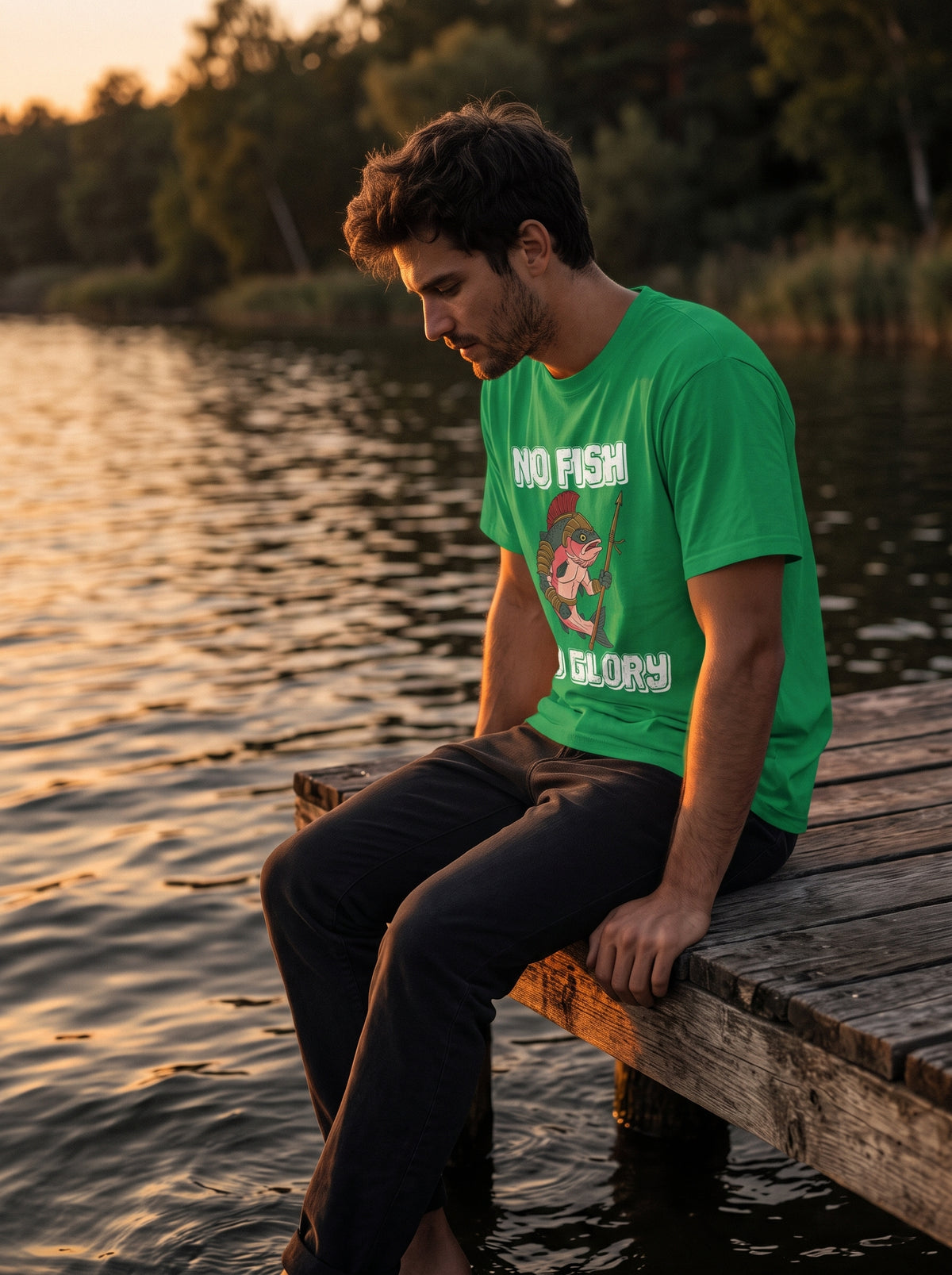 Gladiator Fish Balıkçı %100 Pamuklu Tasarım T-Shirt
