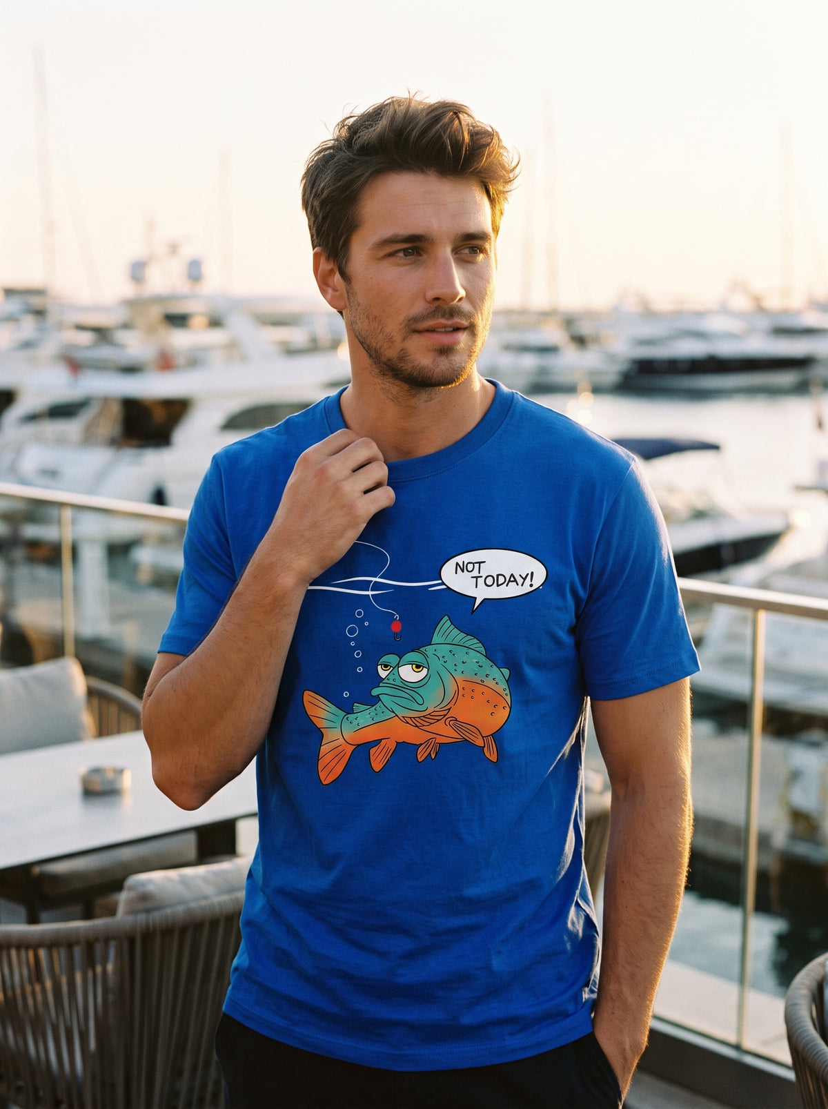 Not Today Bugün Değil Esprili Balıkçı %100 Pamuklu Tasarım T-Shirt