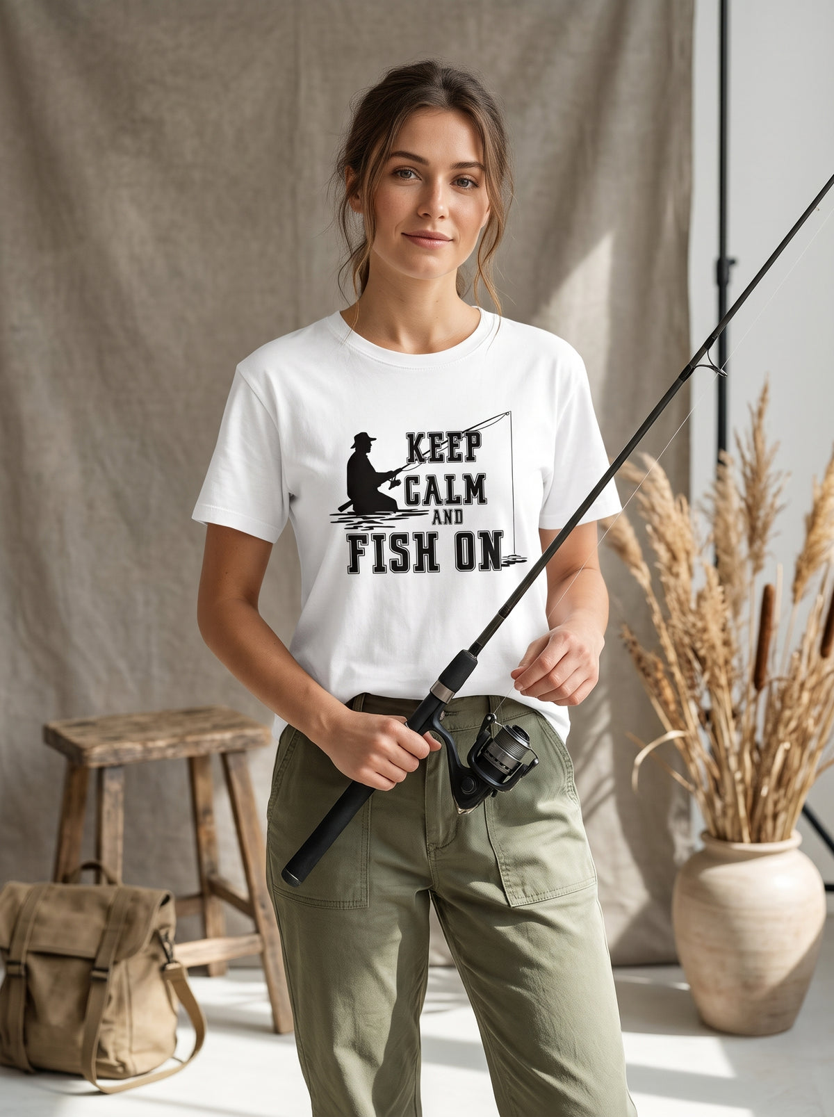 Keep Calm Balıkçı %100 Pamuklu Tasarım T-Shirt