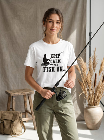 Keep Calm Balıkçı %100 Pamuklu Tasarım T-Shirt