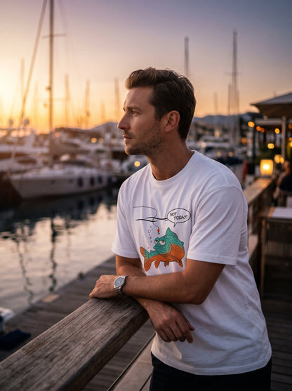 Not Today Bugün Değil Esprili Balıkçı %100 Pamuklu Tasarım T-Shirt