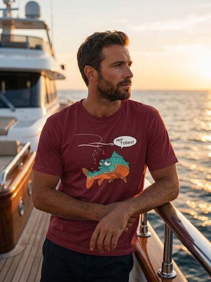 Not Today Bugün Değil Esprili Balıkçı %100 Pamuklu Tasarım T-Shirt
