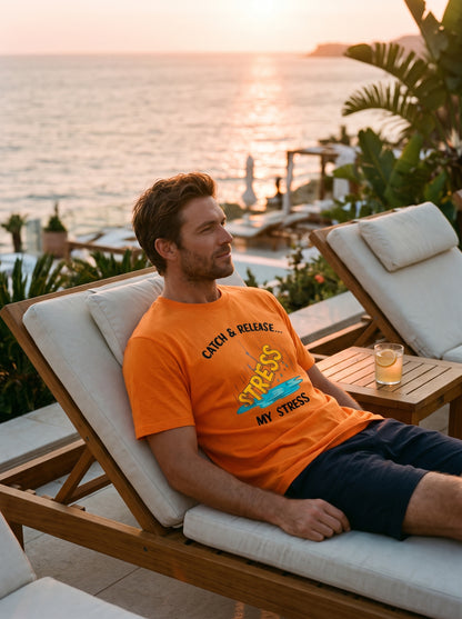 Catch Release Stres Atan Balıkçı %100 Pamuklu Tasarım T-Shirt
