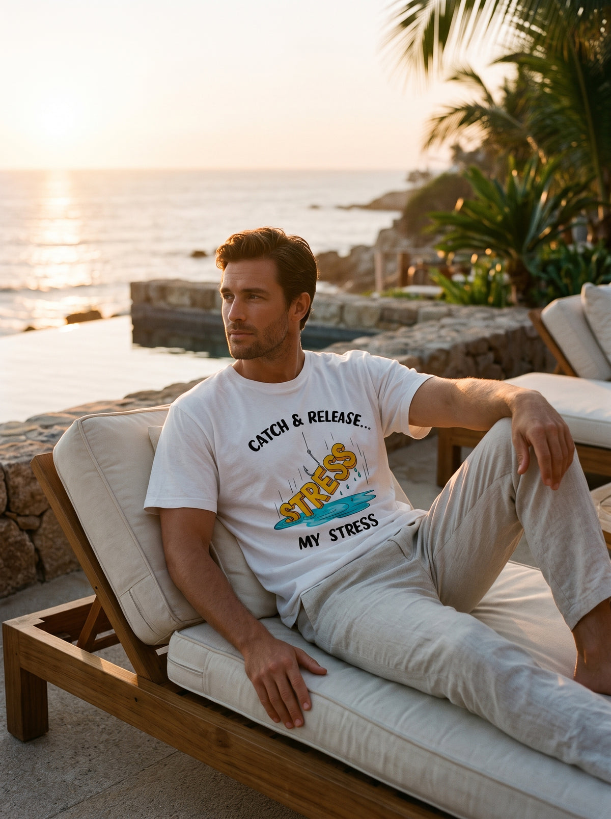 Catch Release Stres Atan Balıkçı %100 Pamuklu Tasarım T-Shirt