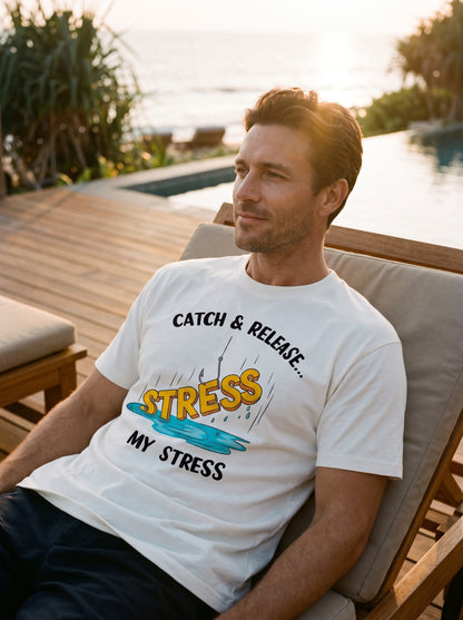 Catch Release Stres Atan Balıkçı %100 Pamuklu Tasarım T-Shirt