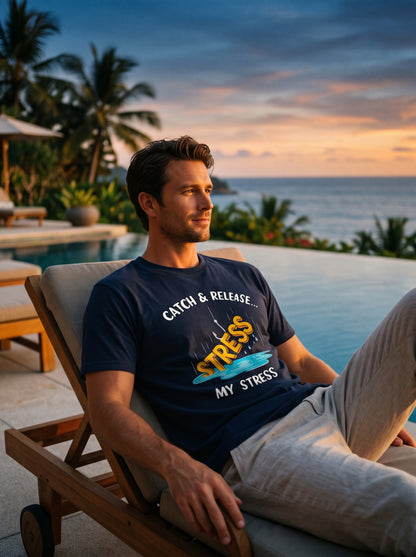 Catch Release Stres Atan Balıkçı %100 Pamuklu Tasarım T-Shirt