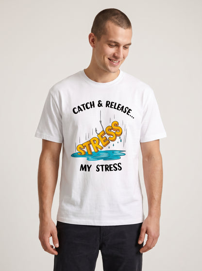 Catch Release Stres Atan Balıkçı %100 Pamuklu Tasarım T-Shirt