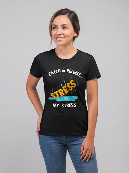 Catch Release Stres Atan Balıkçı %100 Pamuklu Tasarım T-Shirt