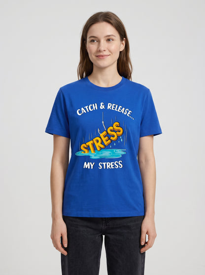 Catch Release Stres Atan Balıkçı %100 Pamuklu Tasarım T-Shirt