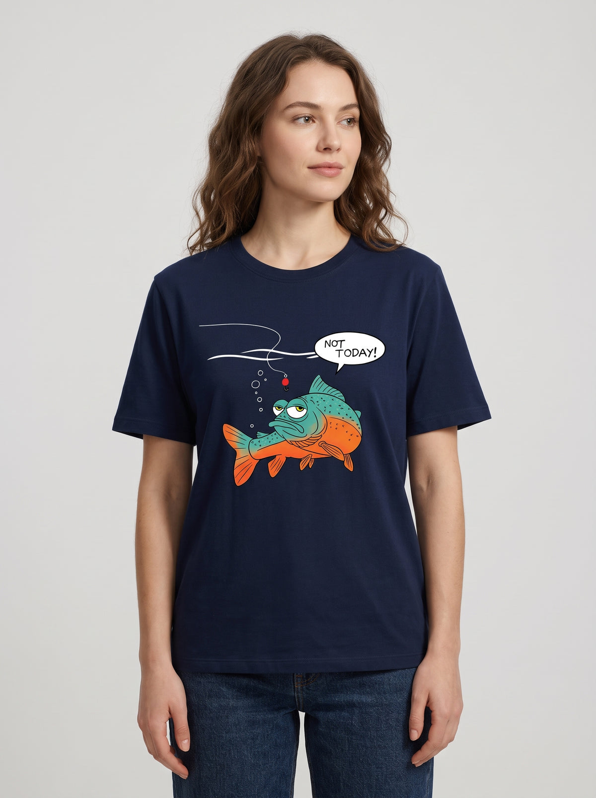 Not Today Bugün Değil Esprili Balıkçı %100 Pamuklu Tasarım T-Shirt