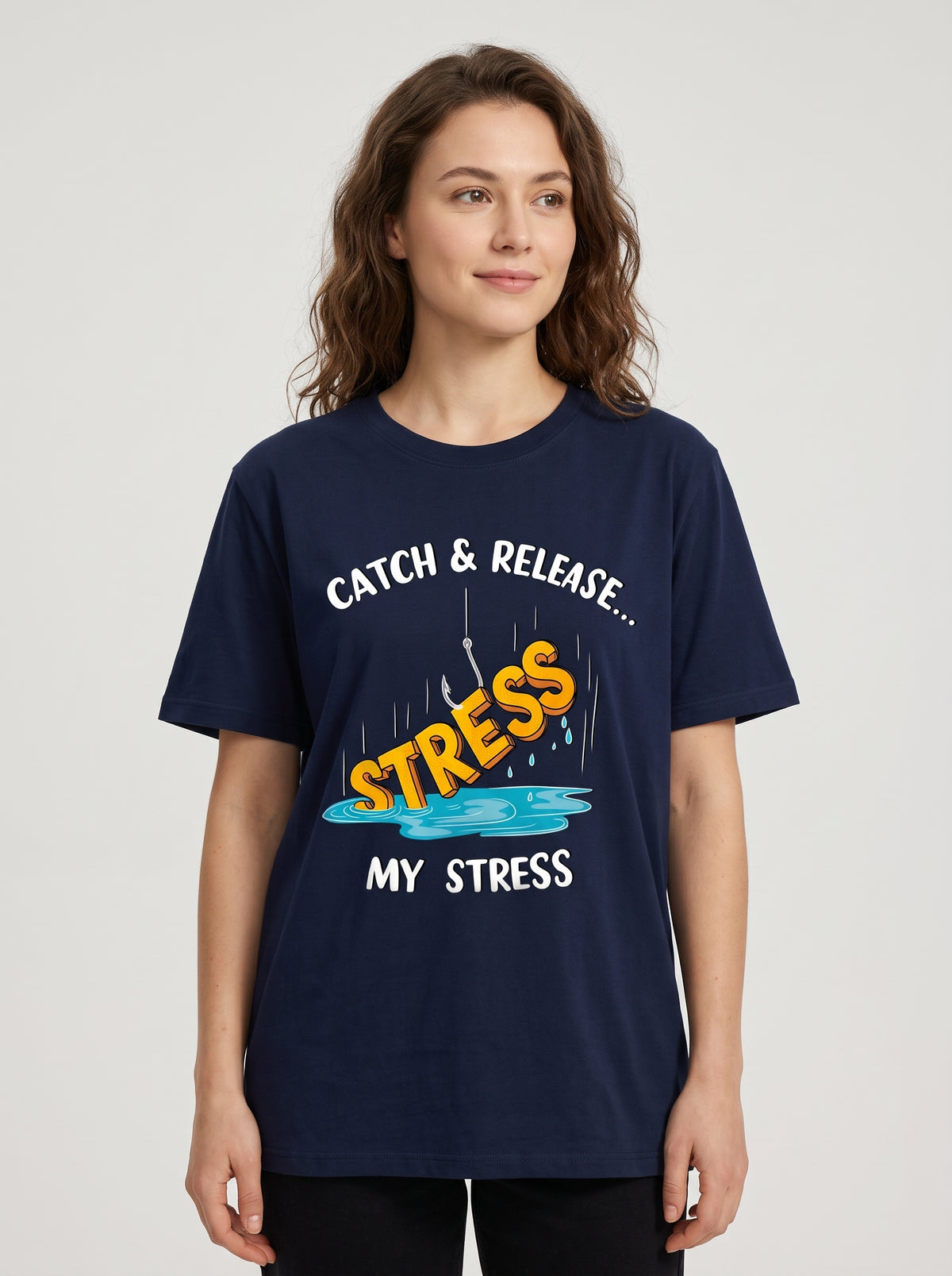 Catch Release Stres Atan Balıkçı %100 Pamuklu Tasarım T-Shirt