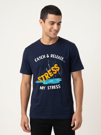 Catch Release Stres Atan Balıkçı %100 Pamuklu Tasarım T-Shirt