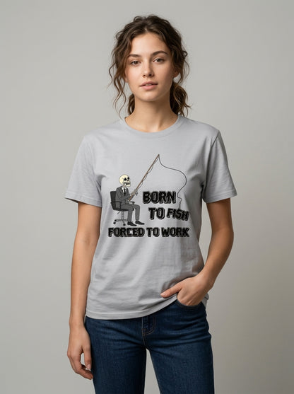 Born To Fish Balıkçı %100 Pamuklu Tasarım T-Shirt