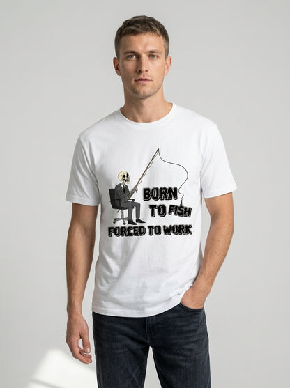 Born To Fish Balıkçı %100 Pamuklu Tasarım T-Shirt