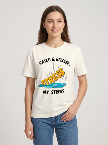 Catch Release Stres Atan Balıkçı %100 Pamuklu Tasarım T-Shirt