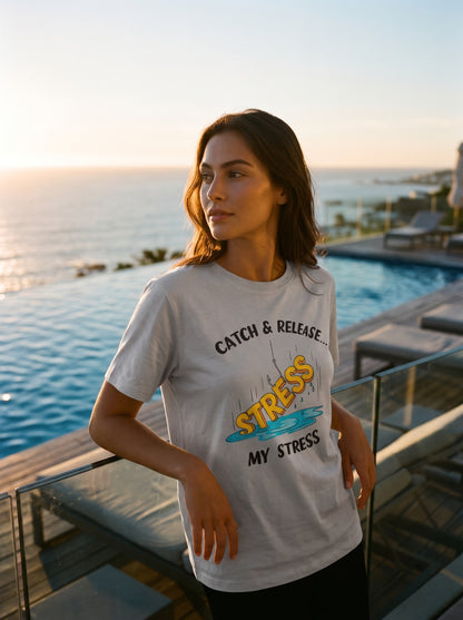 Catch Release Stres Atan Balıkçı %100 Pamuklu Tasarım T-Shirt