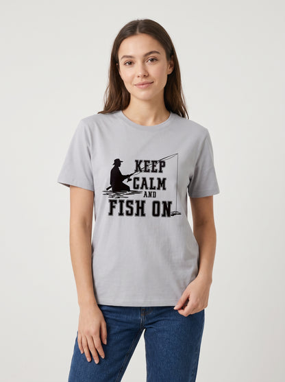 Keep Calm Balıkçı %100 Pamuklu Tasarım T-Shirt