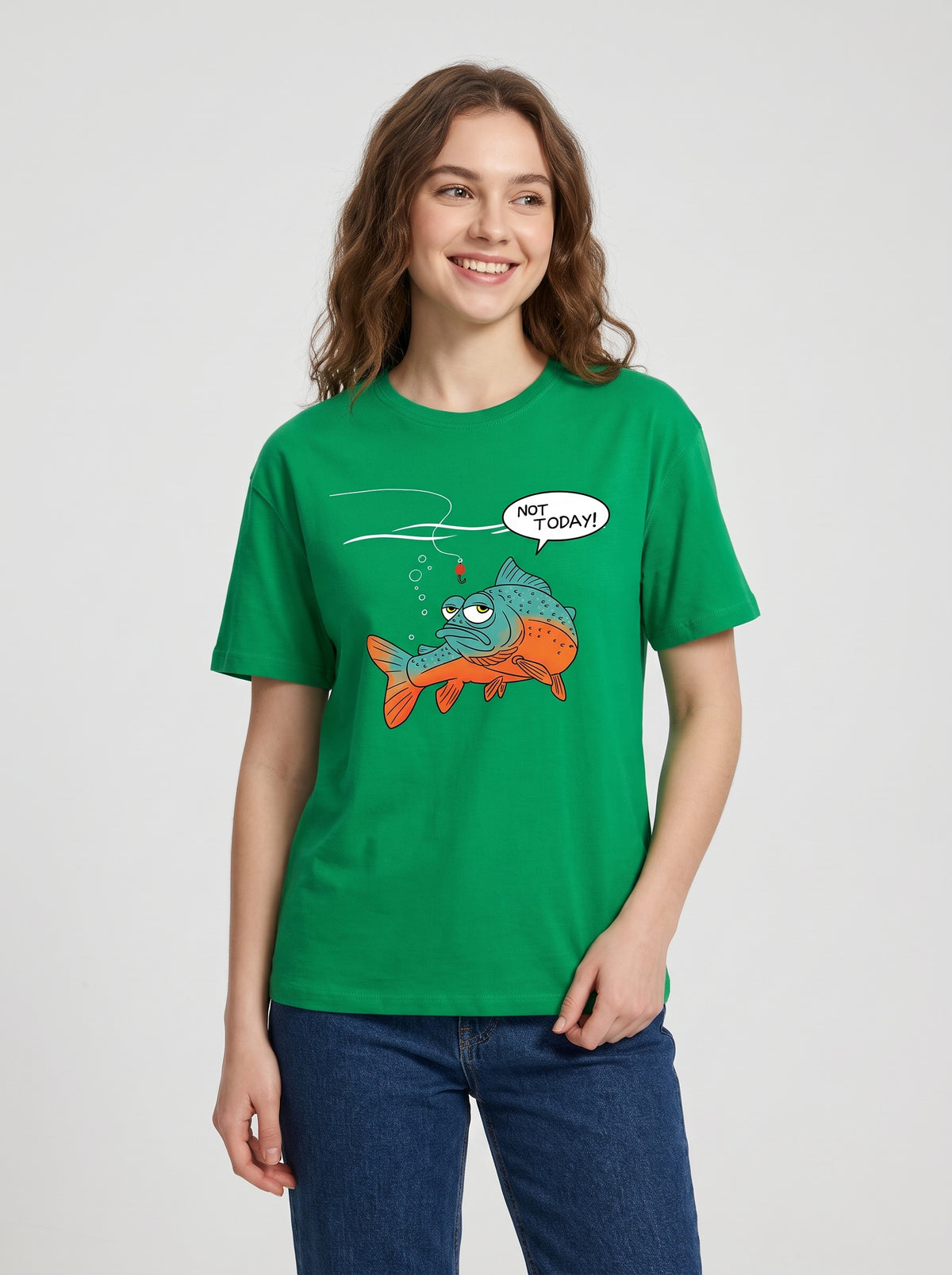 Not Today Bugün Değil Esprili Balıkçı %100 Pamuklu Tasarım T-Shirt