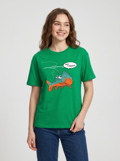 Not Today Bugün Değil Esprili Balıkçı %100 Pamuklu Tasarım T-Shirt