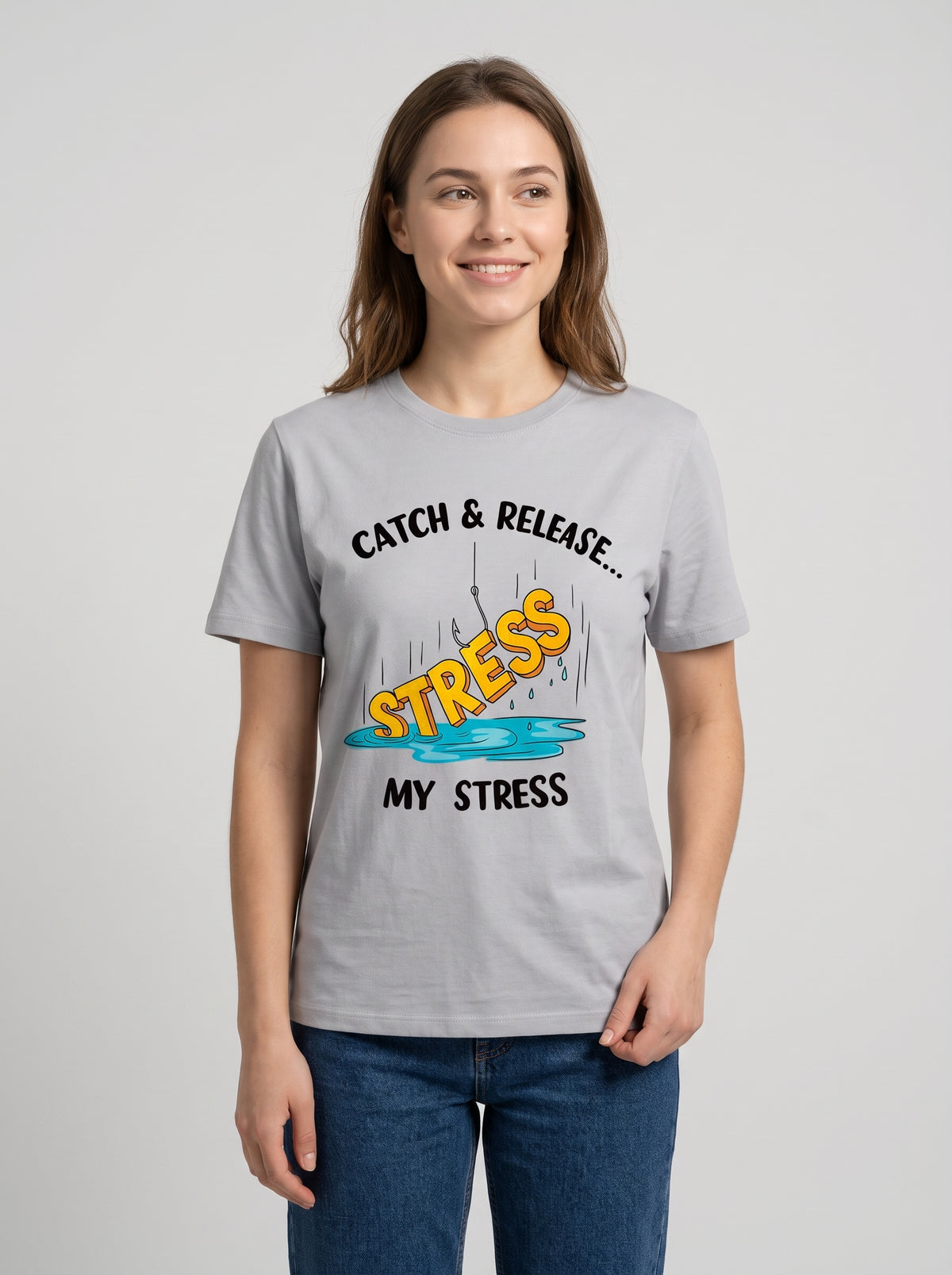 Catch Release Stres Atan Balıkçı %100 Pamuklu Tasarım T-Shirt