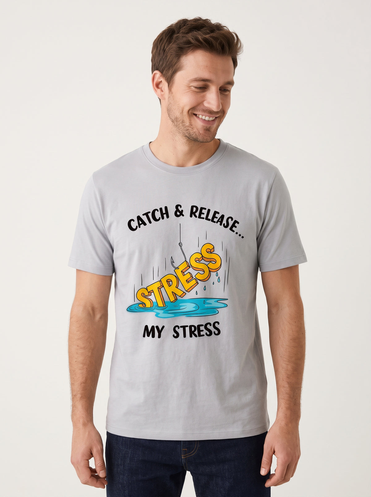 Catch Release Stres Atan Balıkçı %100 Pamuklu Tasarım T-Shirt