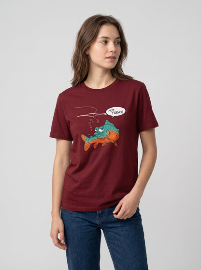 Not Today Bugün Değil Esprili Balıkçı %100 Pamuklu Tasarım T-Shirt
