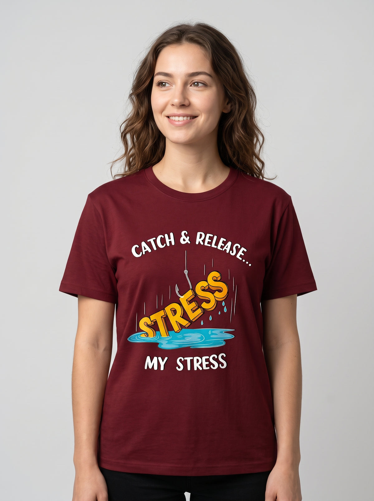 Catch Release Stres Atan Balıkçı %100 Pamuklu Tasarım T-Shirt