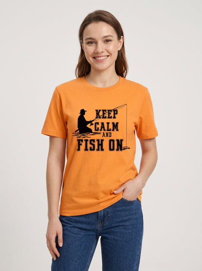 Keep Calm Balıkçı %100 Pamuklu Tasarım T-Shirt