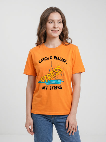 Catch Release Stres Atan Balıkçı %100 Pamuklu Tasarım T-Shirt