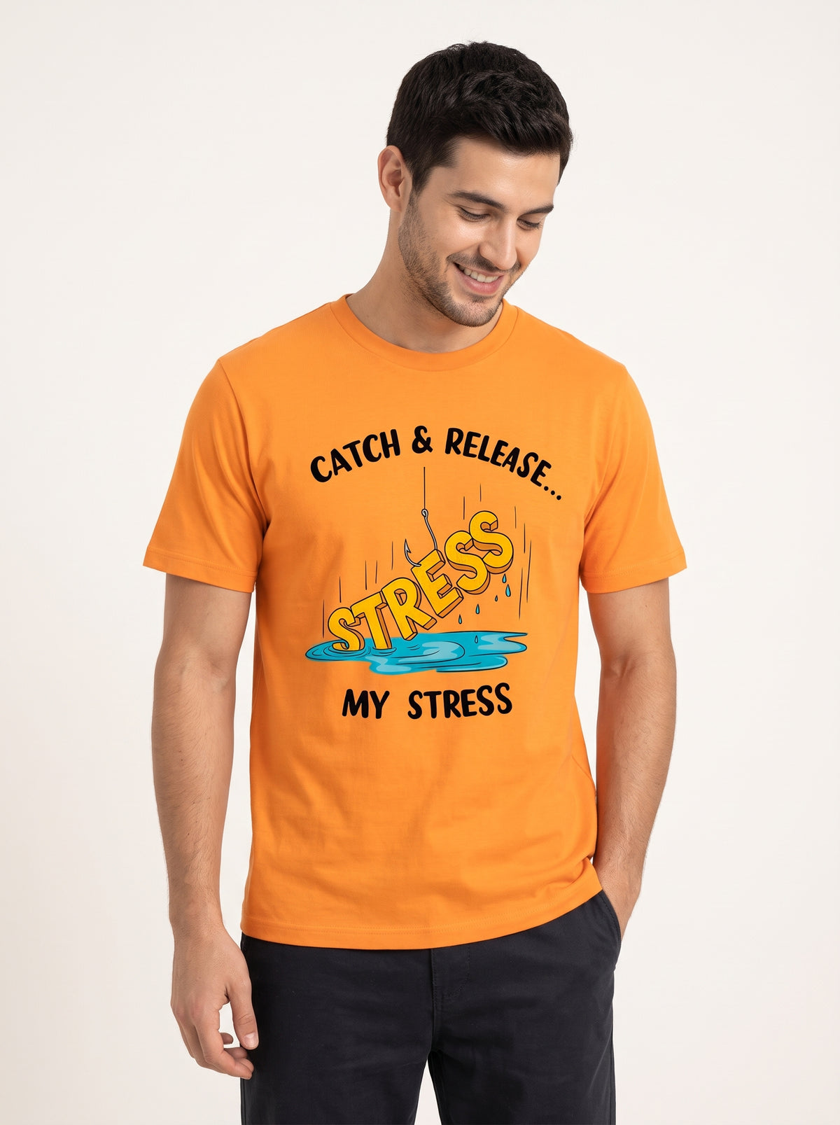 Catch Release Stres Atan Balıkçı %100 Pamuklu Tasarım T-Shirt