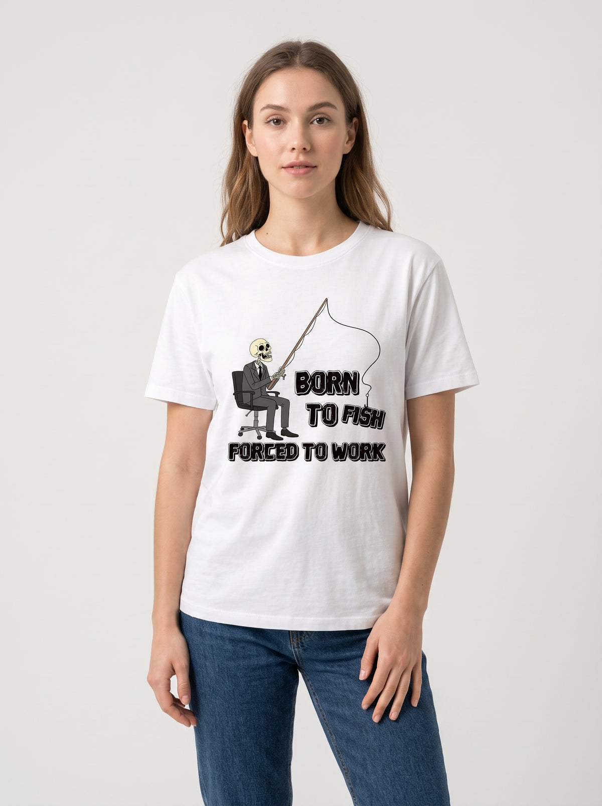 Born To Fish Balıkçı %100 Pamuklu Tasarım T-Shirt